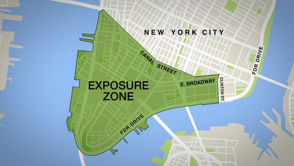 9-11 NYC Exposure Zone Map